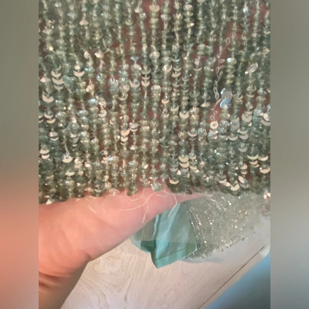 Renzo + Kai sequin mesh illusion tank size XS Mint Green